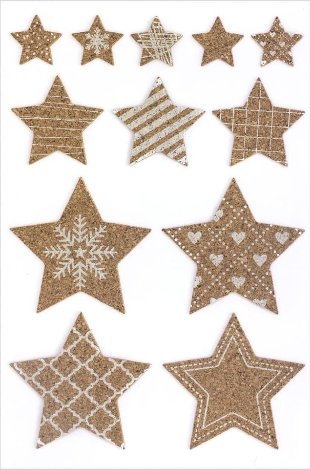 Ozdoby korkowe samoprzylepne GWIAZDY (12szt.) 254006 Galeria Papieru