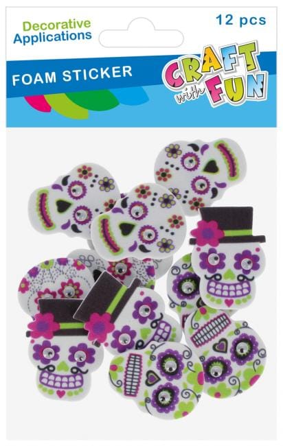 Naklejki piankowe Meksykańskie czaszki 12szt. 572692 CRAFT WITH FUN