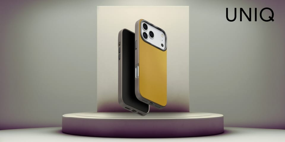 Etui UNIQ Lyden DS do iPhone 17 Pro Max  Magclick Charging zółto/szary