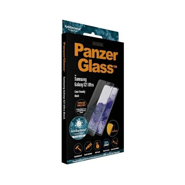 PanzerGlass PRO Curved MicrofractureSam S21 Ultra G998 Case Friendly AntiBacterial czarny/black