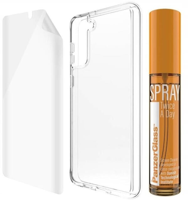 PanzerGlass Zestaw Start Sam S21+Ochrona ekranu TPU, Etui ClearCase, Spray 30ml