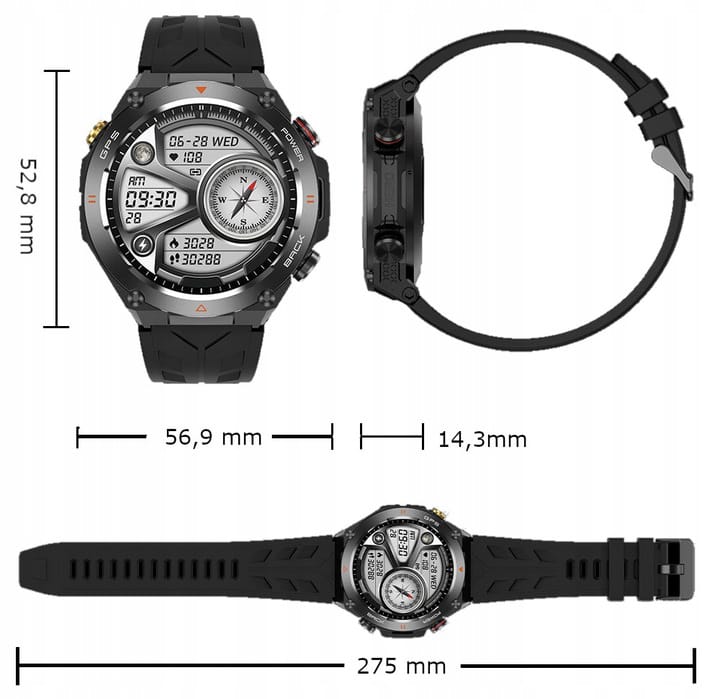 Smartwatch Męski Zegarek Wenom GT41 GPS Zdrowie Sport
