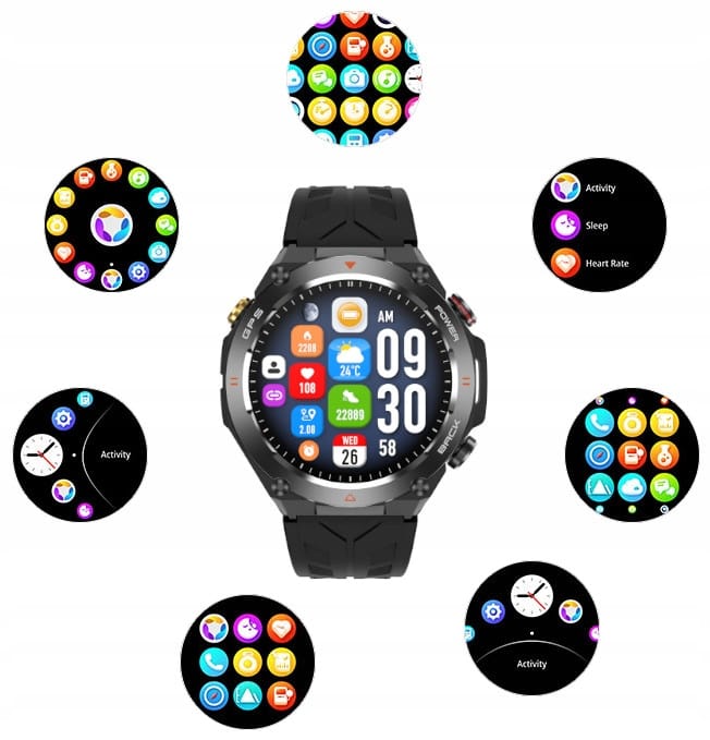 Smartwatch Męski Zegarek Wenom GT41 GPS Zdrowie Sport