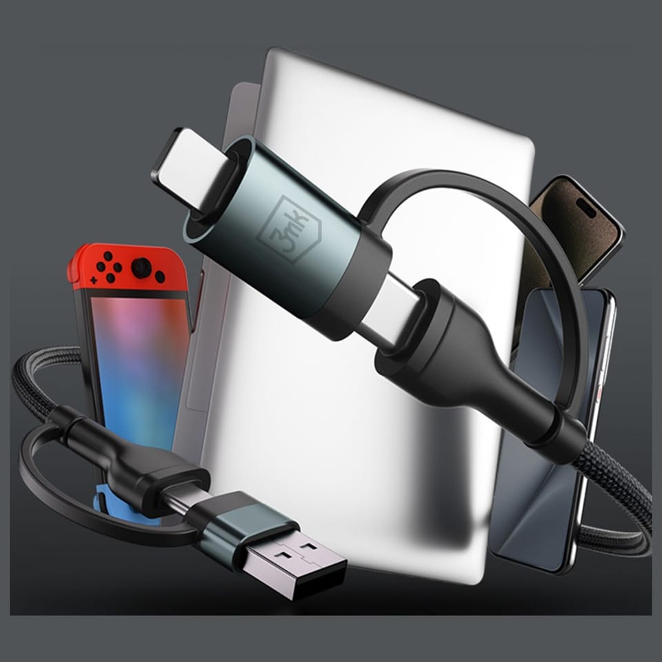 Kabel 3MK Hyper Cable N-SERIES           USB-A/USB-C do USB-C/Lightning 1.2m 9V/2A 60W