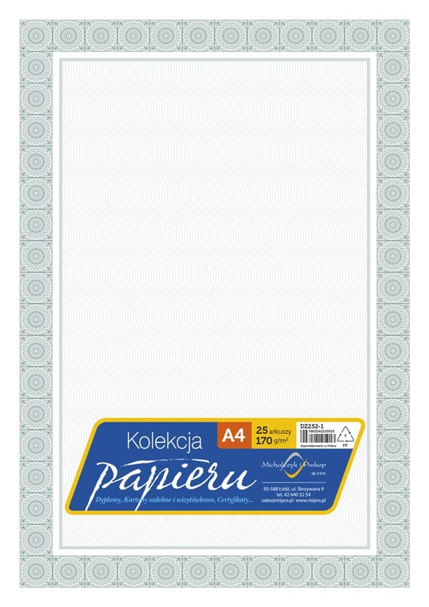 Dyplom certyfikat 170g (25 arkuszy) DZ252-1 MICHALCZYK I PROKOP