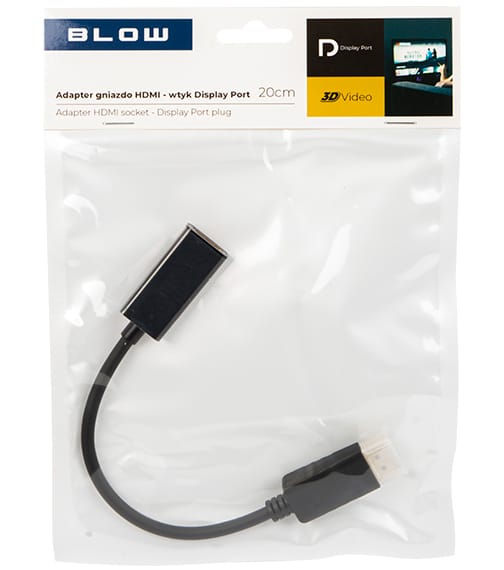 Przejście gniazdo HDMI na wtyk DISPLAY PORT 0,2m