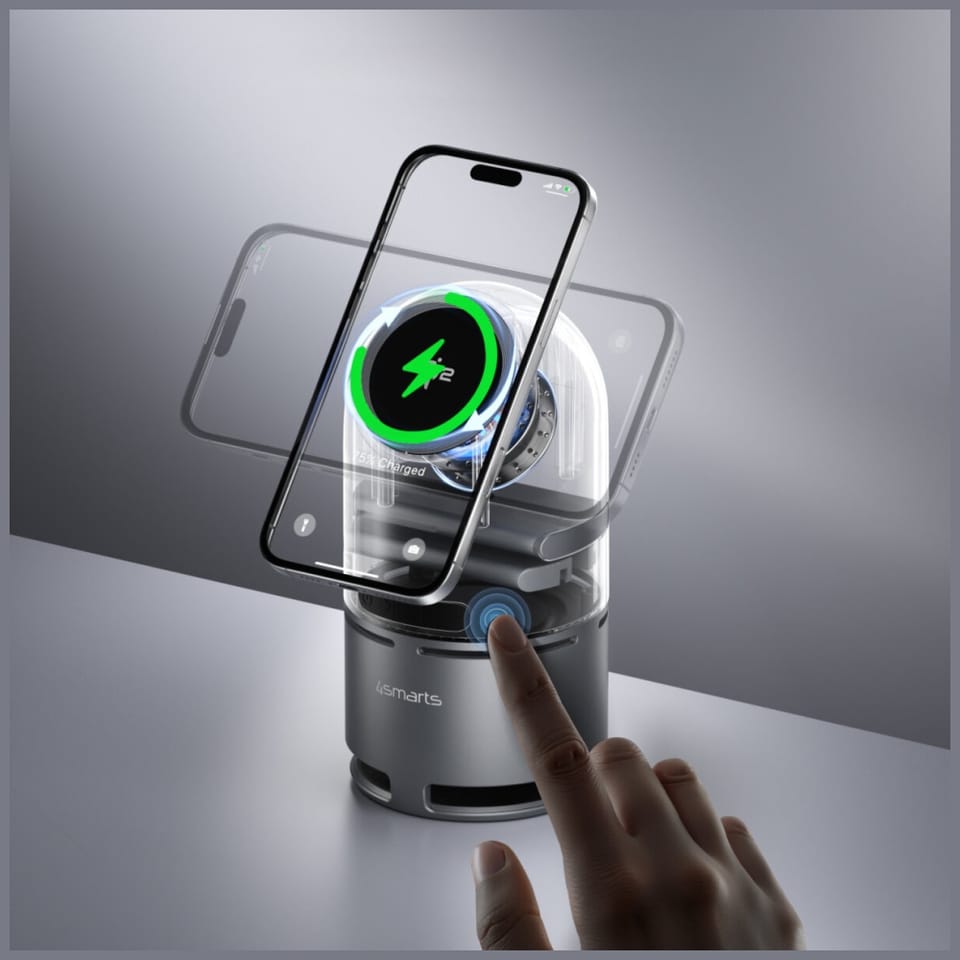 Stacja ładująca 4smarts ChargeBot Sound  Qi2 szary