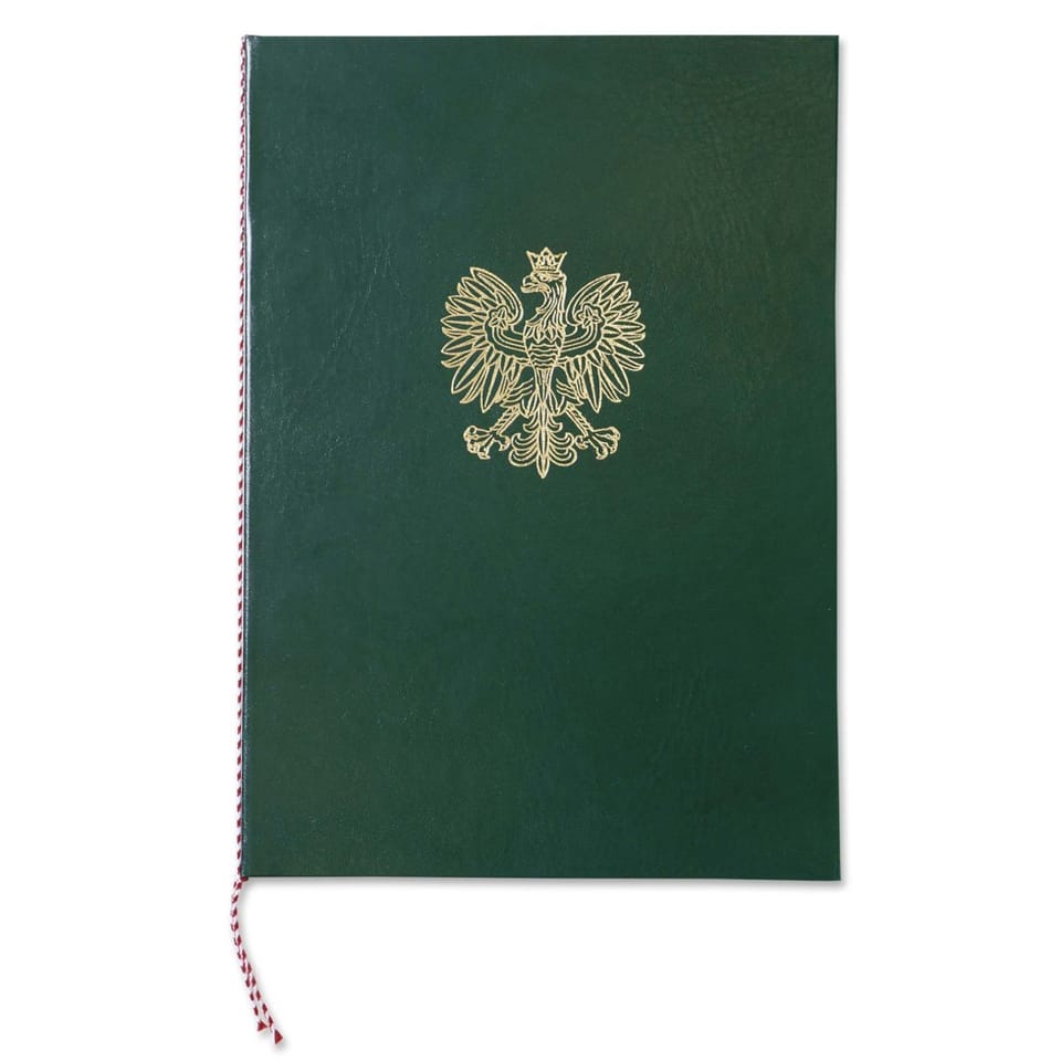 Okładka na dyplom z orłem -zielona WARTA A 339-077