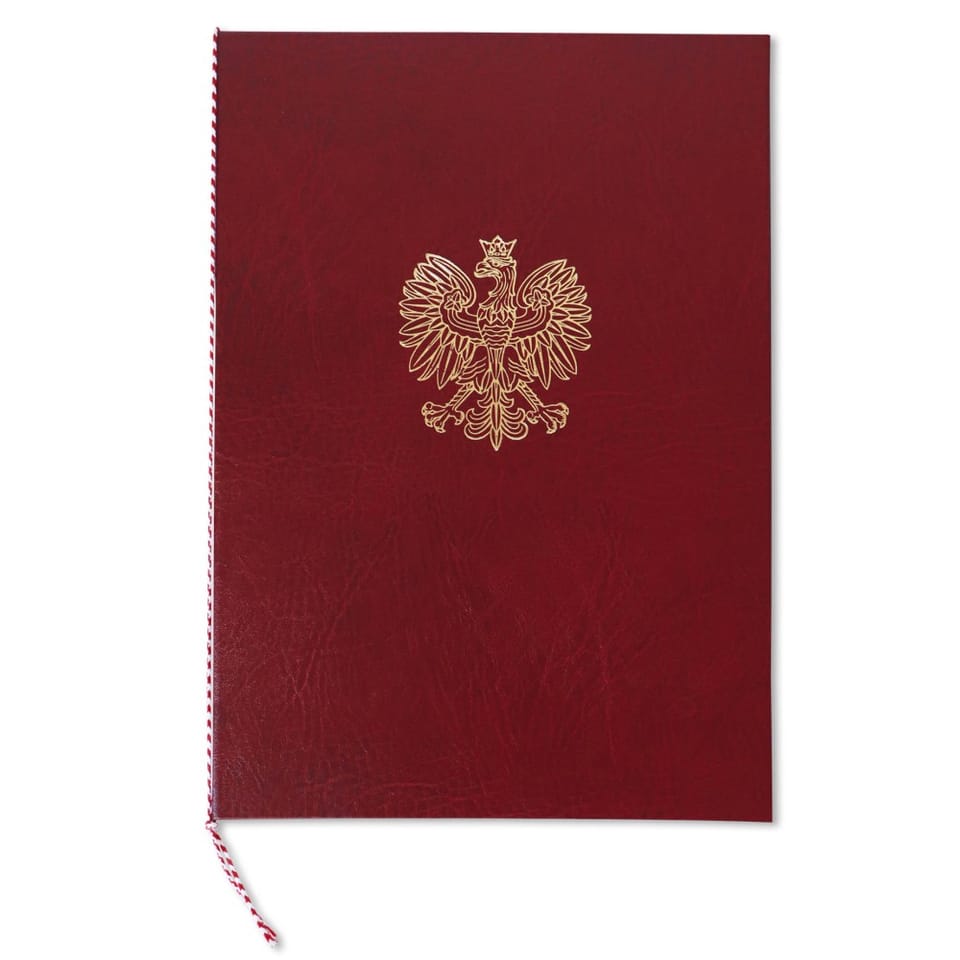 Okładka na dyplom z orłem bordowa 339-075 WARTA