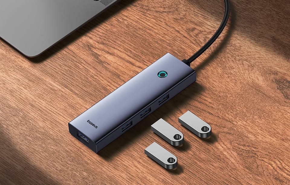 Hub 5w1 Baseus UltraJoy 5-Port (4xUSB 3.0,  PD) Szary