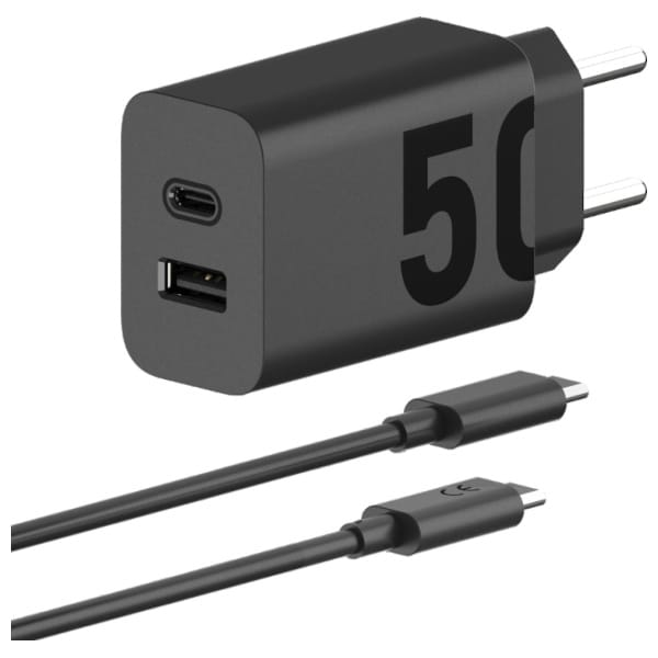 Ładowarka sieciowa Motorola TurboPower   50W Dual USB-C/USB-A z kablem USB-C 1m czarny
