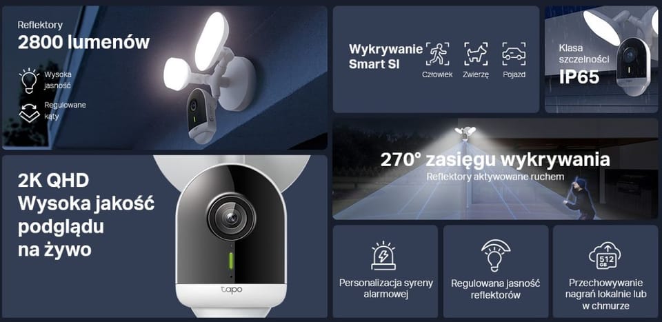 KAMERA zewntrzna reflektorowa Tapo C720, 2K QHD, czujnik ruchu, Smart SI, alarm, IP65 / TP-Link