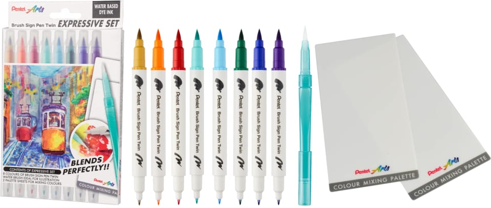 Pisak BRUSH SIGN PEN TWIN LANDSCAPE kpl. 8szt. SESW30C-8LS PENTEL