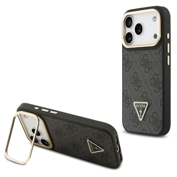 Etui Guess 4G PU Triangle Logo & Stand Camera Magsafe do iPhone 17 Pro czarny