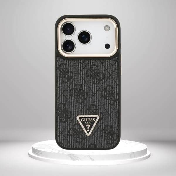 Etui Guess 4G PU Triangle Logo & Stand Camera Magsafe do iPhone 17 Pro czarny