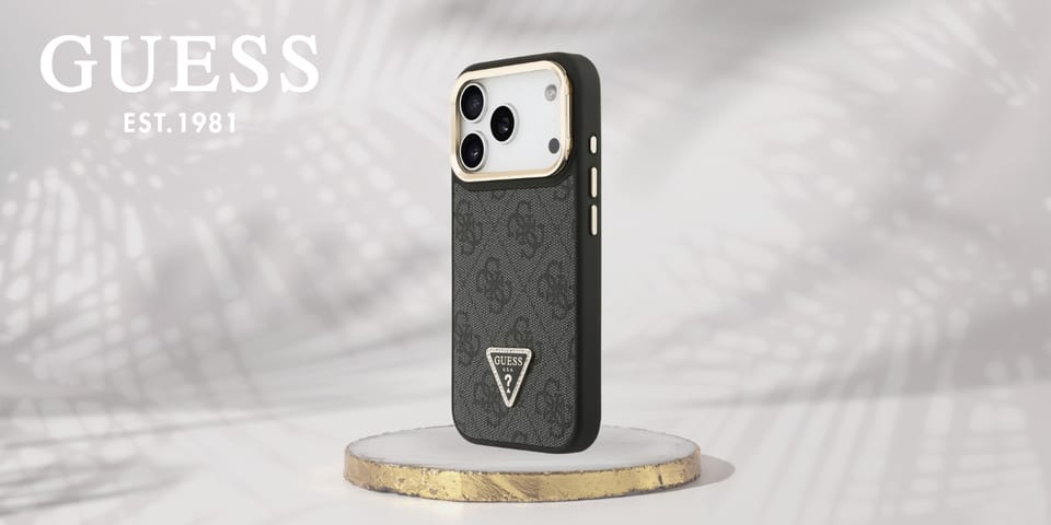 Etui Guess 4G PU Triangle Logo & Stand Camera Magsafe do iPhone 17 Pro czarny