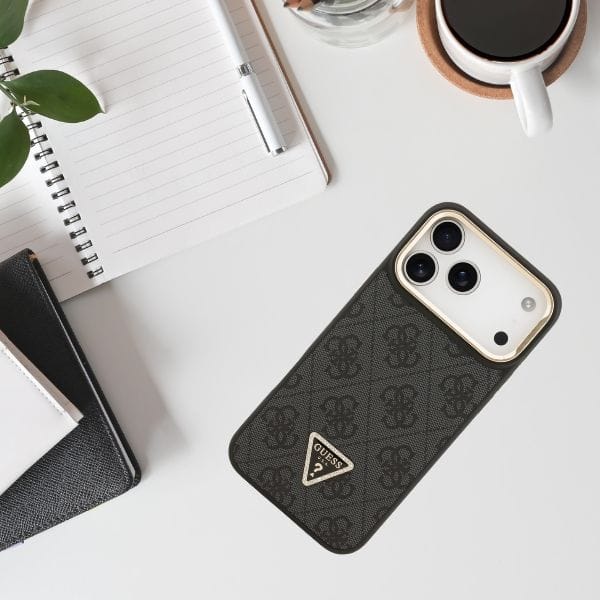 Etui Guess 4G PU Triangle Logo & Stand   Camera Magsafe do iPhone 17 Pro Max czarny