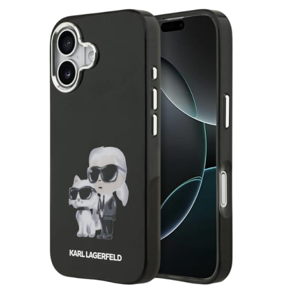 Etui Karl Lagerfeld IML Aquarelle Karl   & Choupette & Logo MagSafe do iPhone 17 czarny