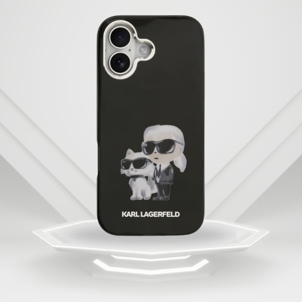 Etui Karl Lagerfeld IML Aquarelle Karl   & Choupette & Logo MagSafe do iPhone 17 czarny