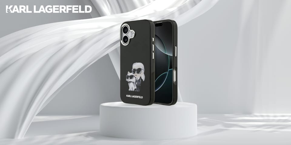 Etui Karl Lagerfeld IML Aquarelle Karl   & Choupette & Logo MagSafe do iPhone 17 czarny