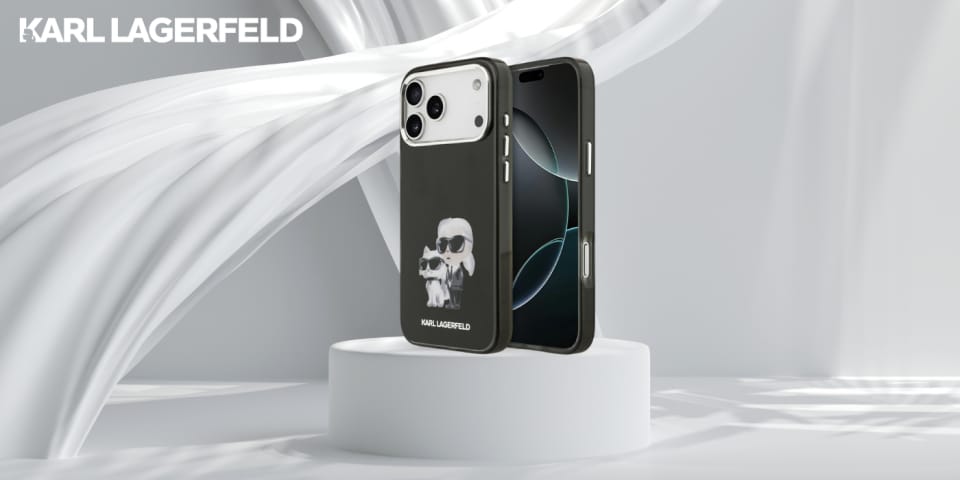 Etui Karl Lagerfeld IML Aquarelle Karl   & Choupette & Logo MagSafe do iPhone 17 Pro czarny