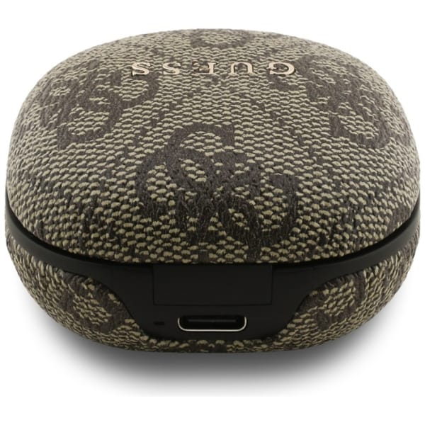 Słuchawki TWS ENC Guess 4G Classic Metal Logo brązowy