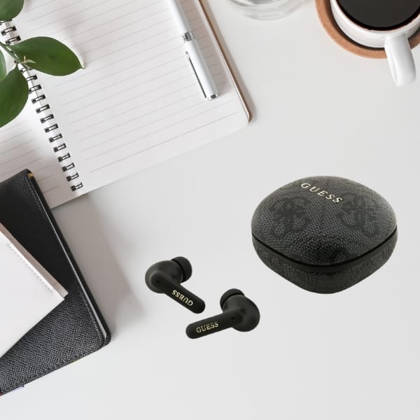 Słuchawki TWS ENC Guess 4G Classic Metal Logo czarny