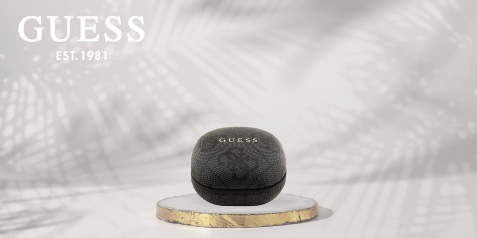 Słuchawki TWS ENC Guess 4G Classic Metal Logo czarny