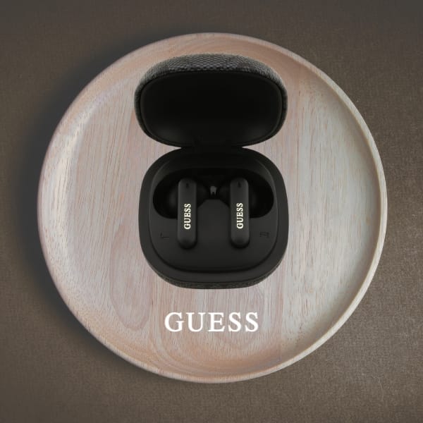 Słuchawki TWS ENC Guess 4G Classic Metal Logo czarny