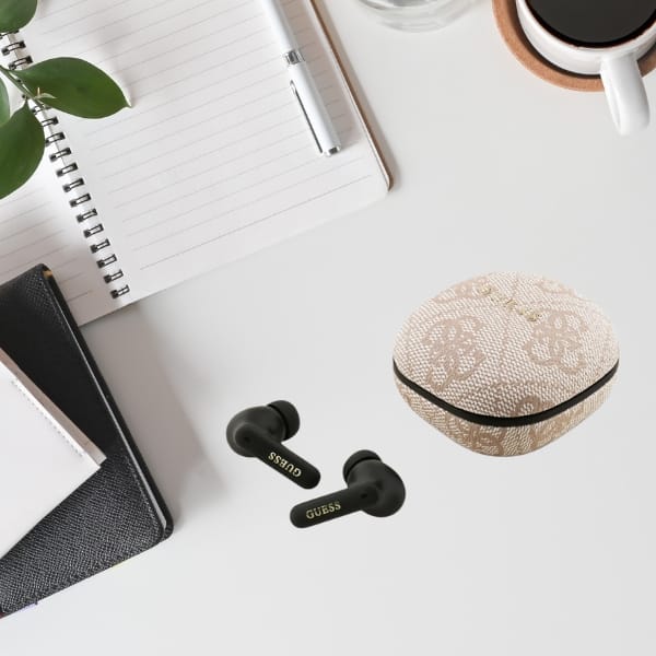 Słuchawki TWS ENC Guess 4G Classic Metal Logo różowy