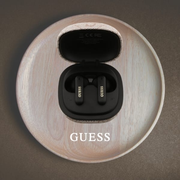 Słuchawki TWS ENC Guess 4G Classic Metal Logo różowy