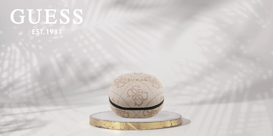 Słuchawki TWS ENC Guess 4G Classic Metal Logo różowy