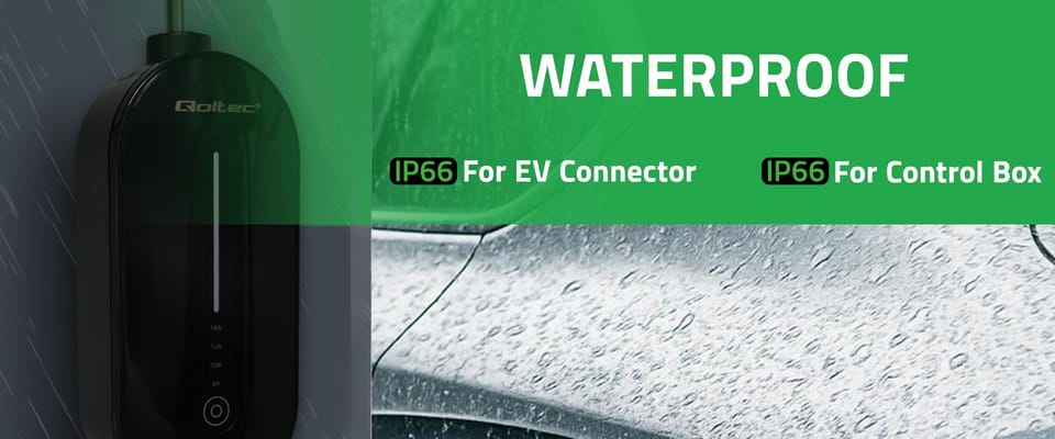 Qoltec Mobilna ładowarka do samochodu elektrycznego EV z regulacją 2w1 Typ2 | 3.5kW | 230V | LCD |  5m