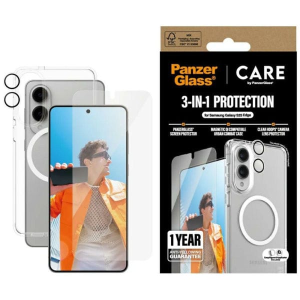Zestaw ochronny CARE by PanzerGlass      Flagship 3w1 Etui+Szkło+Lens do Samsung Galaxy S25 Edge