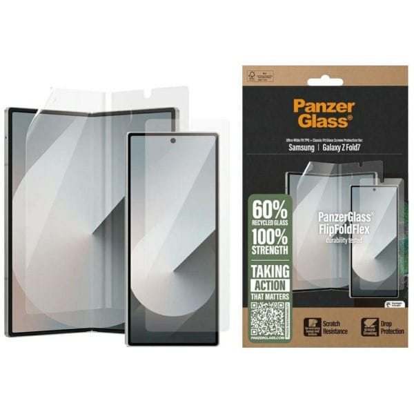 Zestaw ochronny PanzerGlass FlipFoldFlex 2w1 Szkło Classic Fit + Folia Ultra-Wide Fit TPU do Samsung Galaxy Fold7