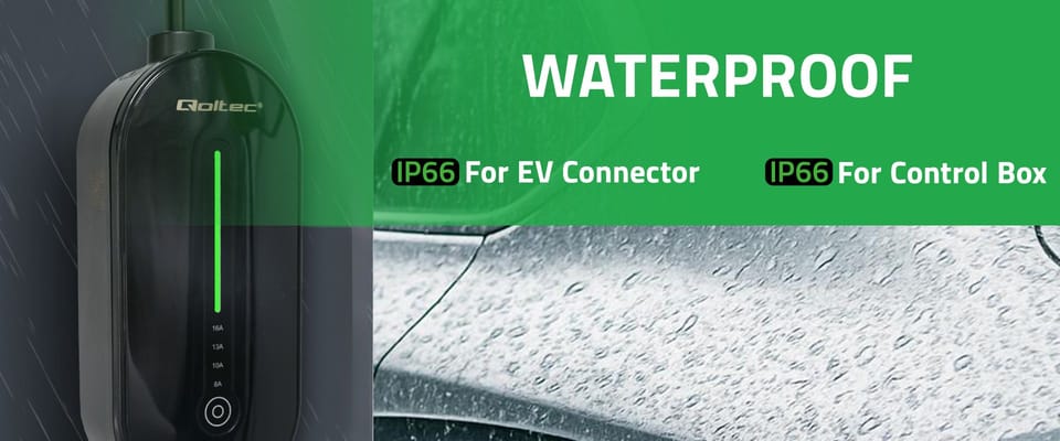 Qoltec Mobilna ładowarka do samochodu elektrycznego EV z regulacją 2w1 Typ2 | 3.5kW | 230V | LCD | LED |  5m