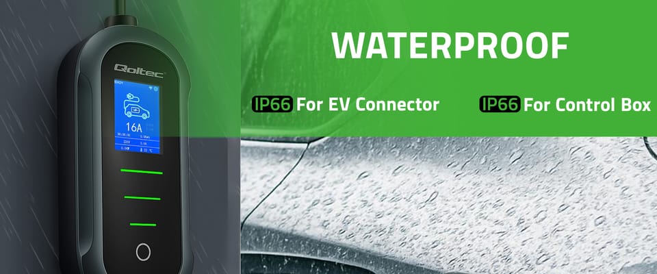 Qoltec Mobilna ładowarka do samochodu elektrycznego EV z regulacją 2w1 Typ2 | 3.5kW | 230V | Wi-fi | TUYA | SMART LIFE | LCD | Przenośna | 5m