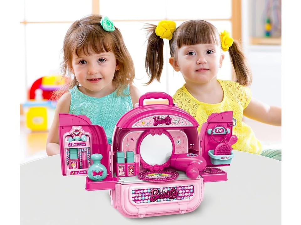 Domek Dla Lalek Toaletka W Walizce Plecak Zestaw 3w1 + Akcesoria