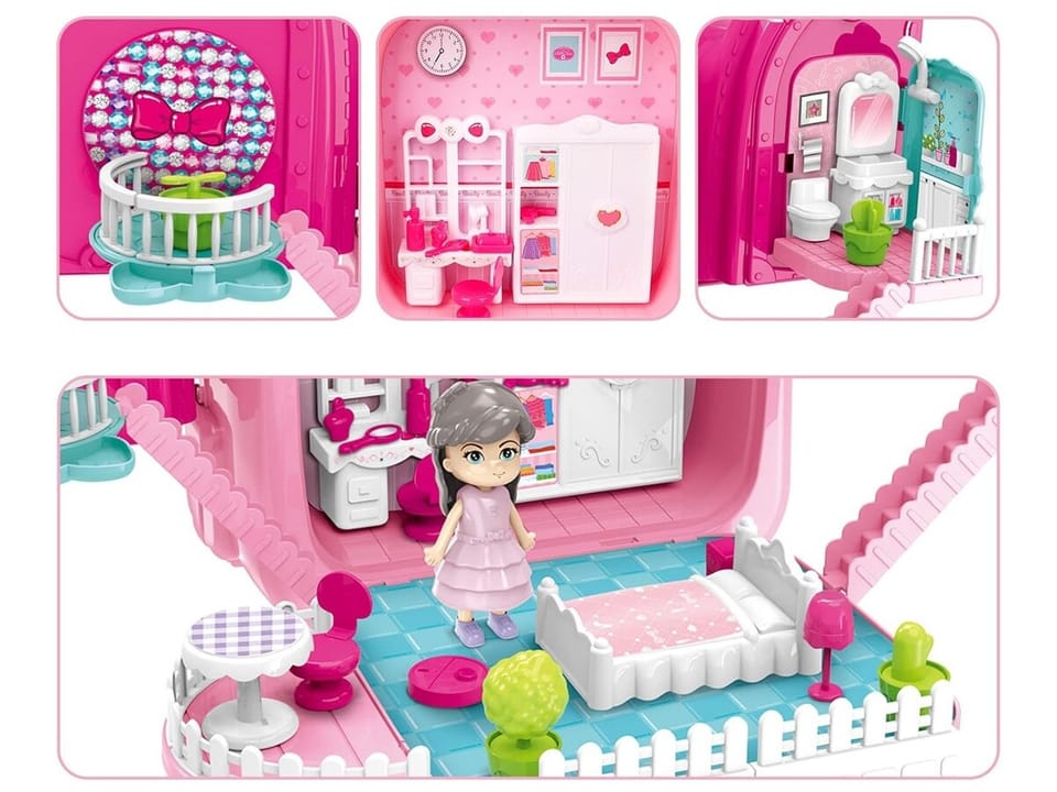 Domek Dla Lalek Toaletka W Walizce Plecak Zestaw 3w1 + Akcesoria