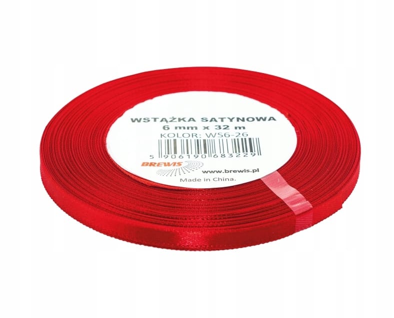 Wstążka satynowa 6mm/32m czerwona ws6-26