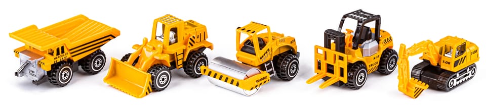 Metalowe Pojazdy Budowlane, Auta, Resoraki 5 Sztuk Zestaw