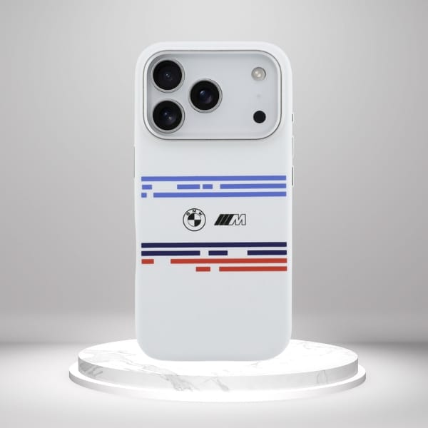 Etui BMW M Silicon Horizontal Line       MagSafe do iPhone 17 Pro biały