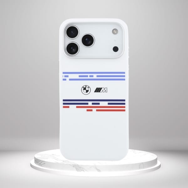 Etui BMW M Silicon Horizontal Line       MagSafe do iPhone 17 Pro Max biały