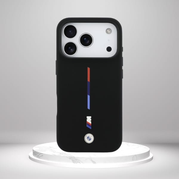Etui BMW M Silicon Tricolor Line MagSafe do iPhone 17 Pro czarny