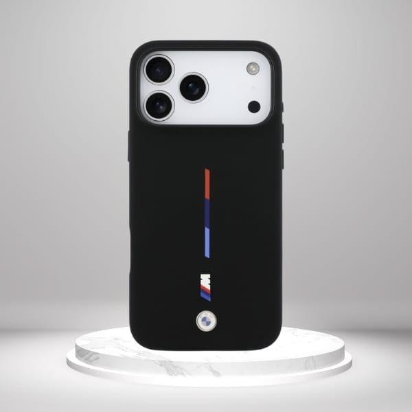 Etui BMW M Silicon Tricolor Line MagSafe do iPhone 17 Pro Max czarny