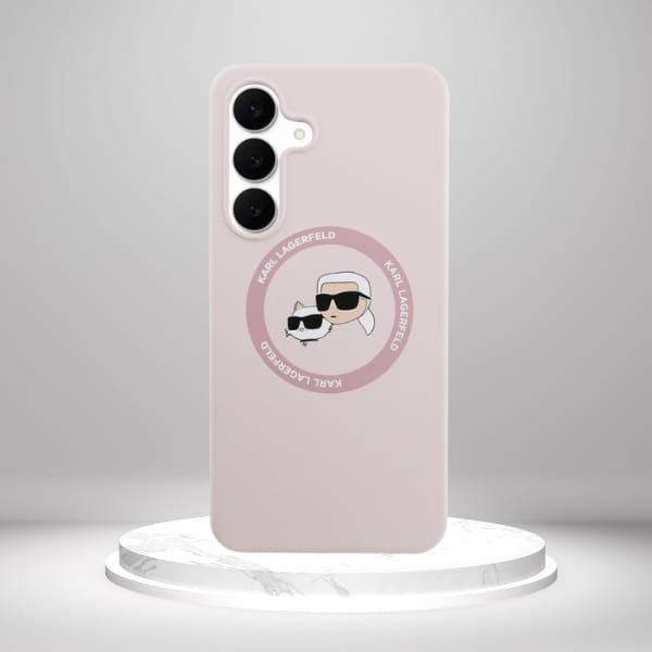 Etui Karl Lagerfeld Silicone             Karl&Choupette Heads MagSafe do Samsung Galaxy S25 FE różowy