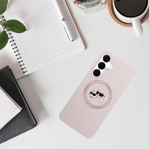 Etui Karl Lagerfeld Silicone             Karl&Choupette Heads MagSafe do Samsung Galaxy S25 FE różowy