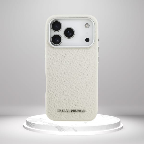 Etui Karl Lagerfeld FW Stamped Karl      MagSafe do iPhone 17 Pro beżowy