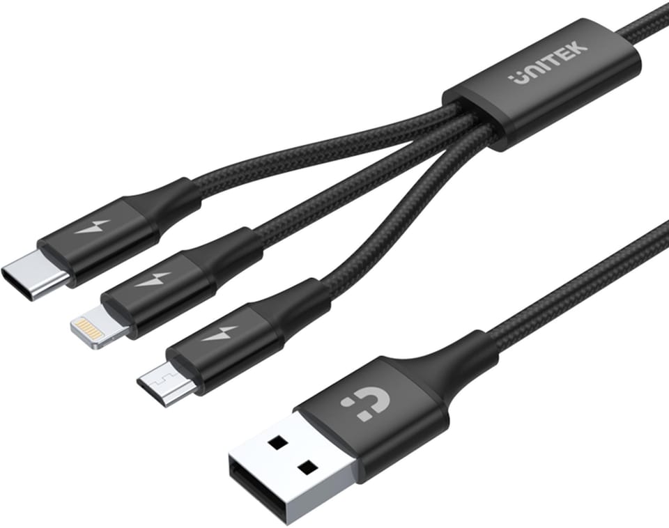 UNITEK PRZEWÓD USB 3IN1CHARGING (C,LIGHTNING,MUSB)