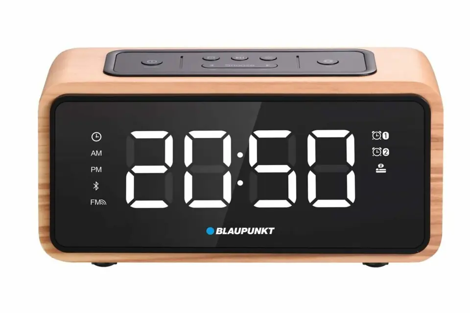 BLAUPUNKT CR65BT Bluetooth Radio Alarm Clock, light wood colour